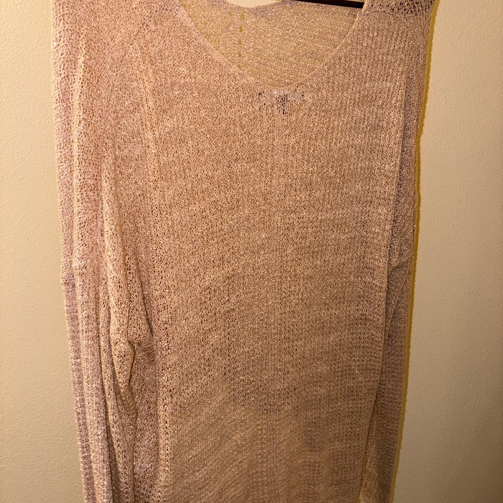 Lulu's Cream V-Neck Sweater Lightweight Knit